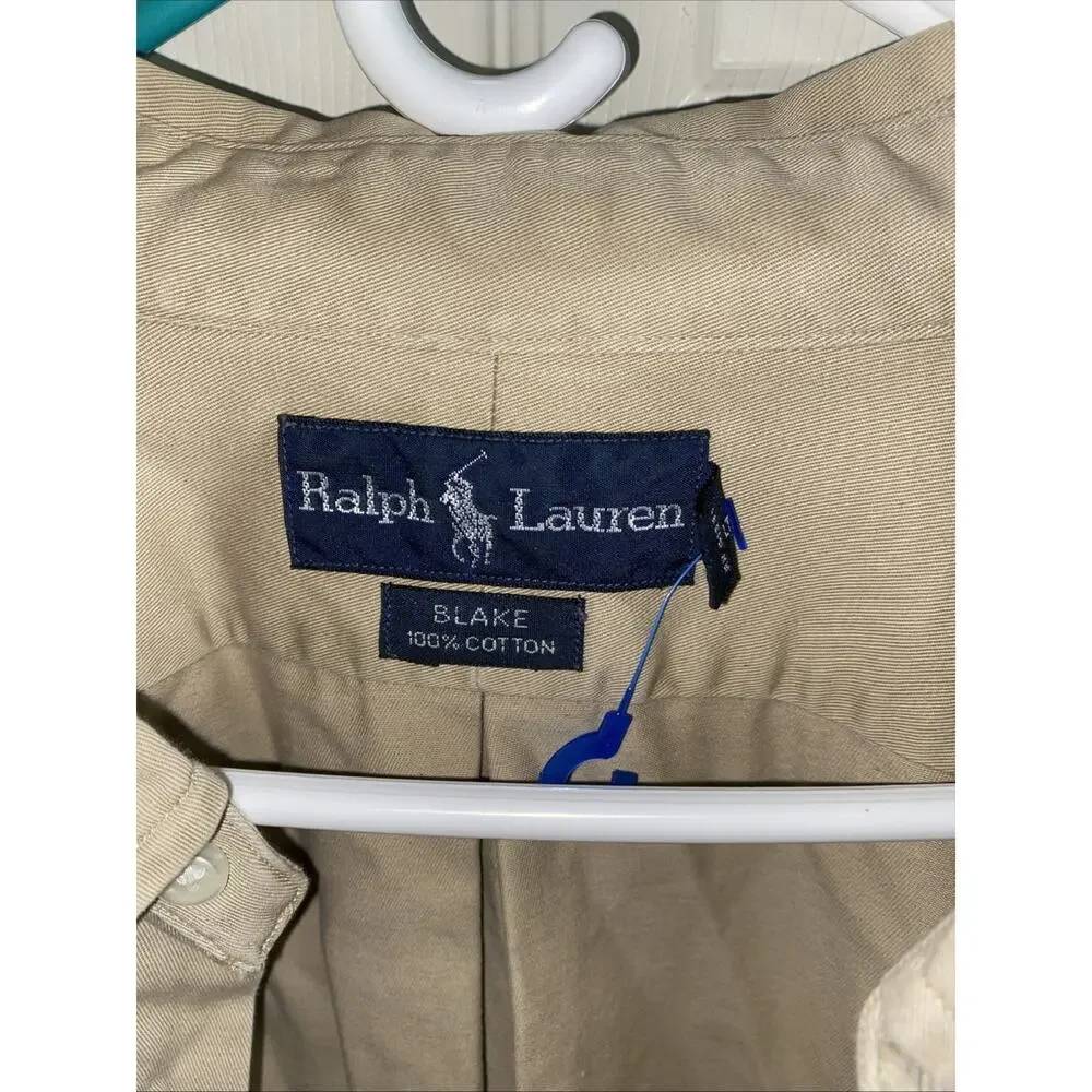 Used Polo Ralph Lauren Blake Tan Shirt Men’s Size XXL Blue Pony Long Sleeve